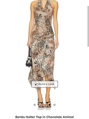 Revolve Lioness Halter Top and Skirt in Chocolate Anima size medium